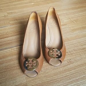 Tory Burch tan wedges